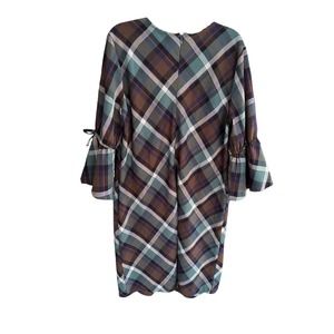 Chadwick's of Boston Plaid Dress, Bell Sleeves Size 14/16 Preowned EPC See Notes